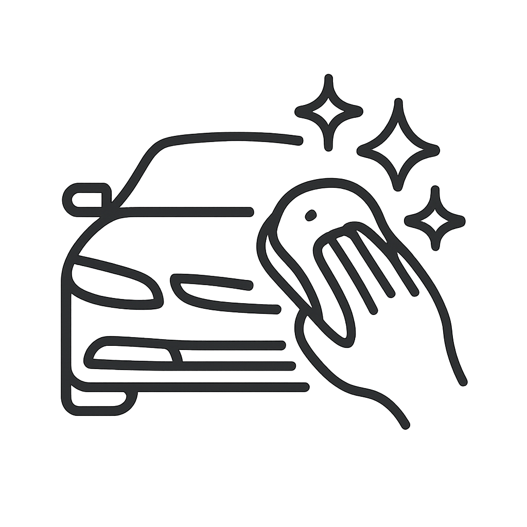 The image suits its description as it depicts a line drawing of a car with a brightened appearance overall. The single-ton...